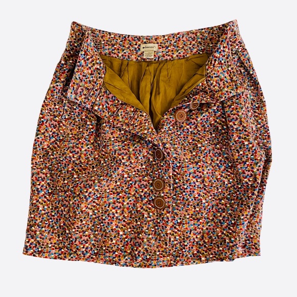 Anthropologie Elevenses Colorful Aerial Confetti Dot Button Skirt 2 - Picture 5 of 13